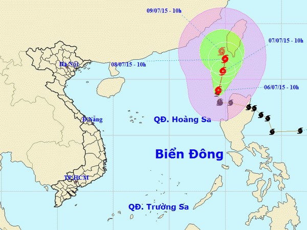 Bão số 2 gây ra gió mạnh cấp 6-7 ở khu vực Bắc Biển Đông