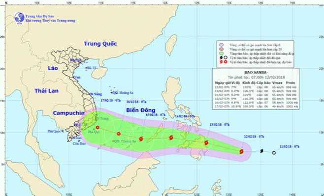 Bão Sanba di chuyển nhanh theo hướng Tây, mỗi giờ đi được 25km Bão Sanba di chuyển nhanh theo hướng Tây, mỗi giờ đi được 25km