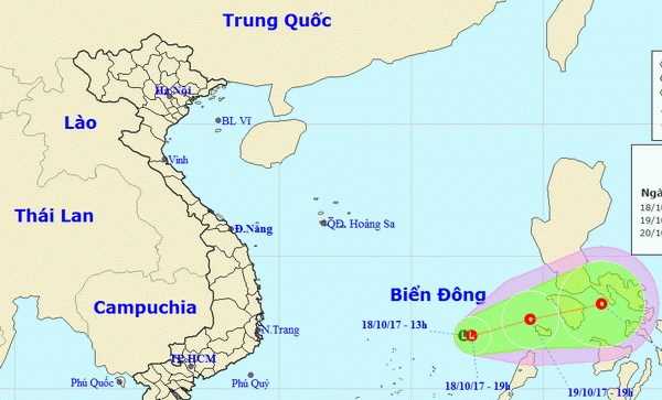 Vùng áp thấp di chuyển, có khả năng mạnh lên thành áp thấp nhiệt đới