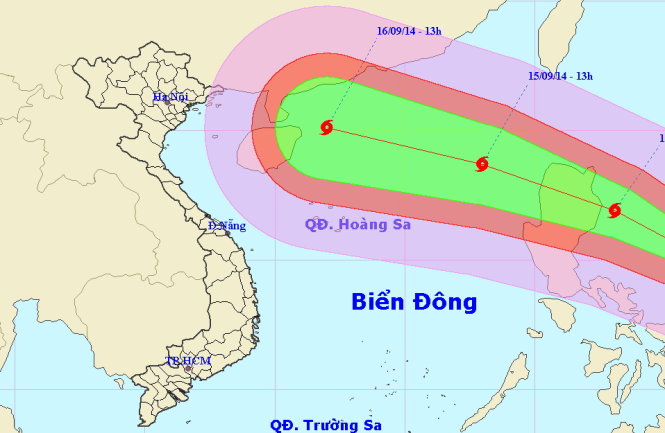Bão Kalmaegi giật cấp 15-16 khi vào biển Đông