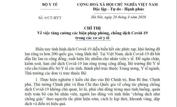Tăng cường biện pháp phòng, chống dịch Covid-19 trong các cơ sở y tế