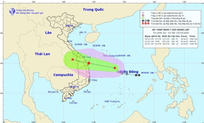Áp thấp nhiệt đới có khả năng mạnh lên thành bão, biển động rất mạnh Áp thấp nhiệt đới có khả năng mạnh lên thành bão, biển động rất mạnh