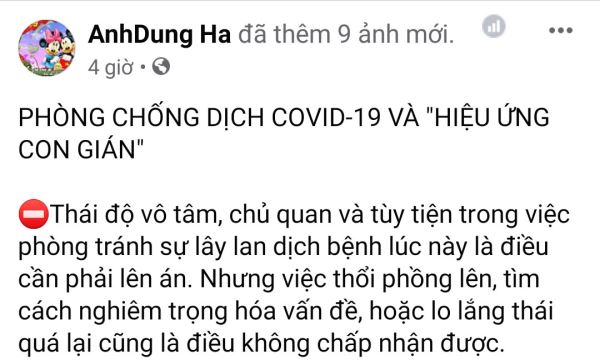 Phòng chống dịch Covid-19 và “hiệu ứng con gián”