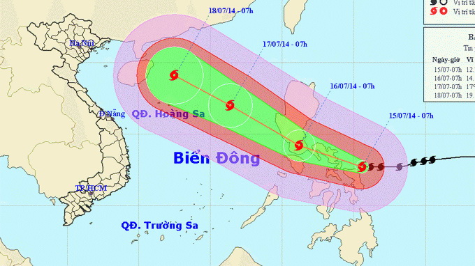 Bão Rammasun mạnh thêm, giật đến cấp 15, 16 Bão Rammasun mạnh thêm, giật đến cấp 15, 16