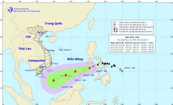 Trưa 18-12 bão Kai-tak sẽ vào Biển Đông, Bắc Bộ rét đậm diện rộng Trưa 18-12 bão Kai-tak sẽ vào Biển Đông, Bắc Bộ rét đậm diện rộng
