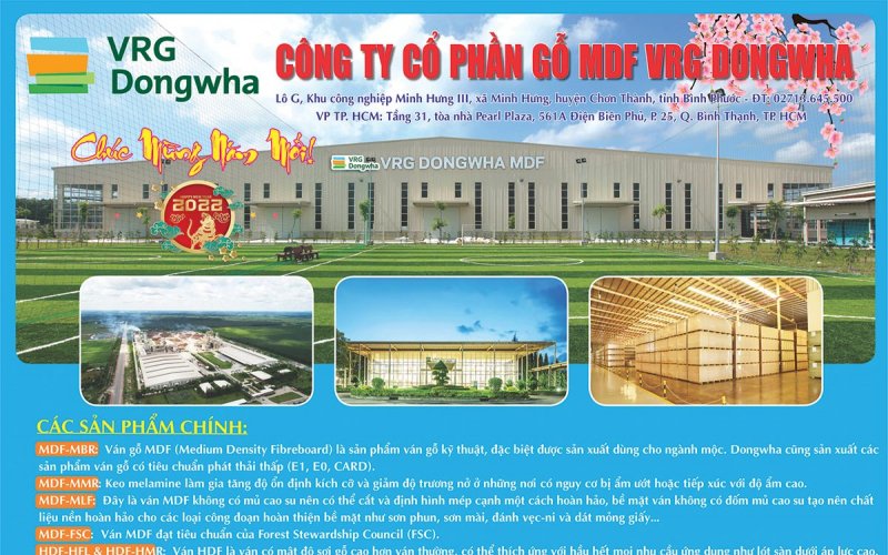 Công ty Cổ phần gỗ MDF VRG DONGWHA chúc mừng năm mới 2022