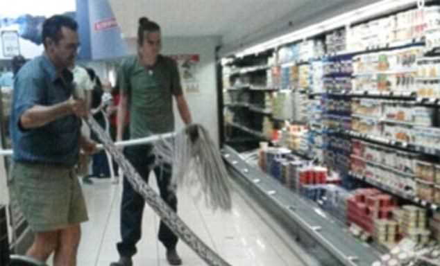 Khách hàng vào siêu thị mua sữa chua được "khuyến mãi" con trăn Khách hàng vào siêu thị mua sữa chua được "khuyến mãi" con trăn