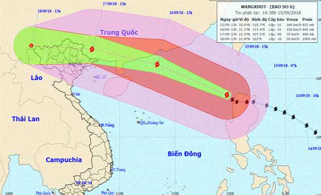 Bão Mangkhut có thể thành áp thấp nhiệt đới khi vào đất liền Việt Nam Bão Mangkhut có thể thành áp thấp nhiệt đới khi vào đất liền Việt Nam