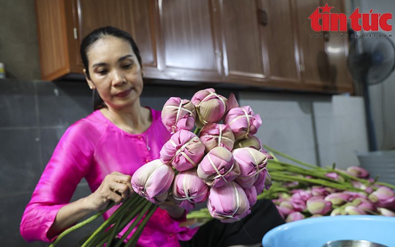 Độc đáo trà sen 'ướp xổi' Tây Hồ