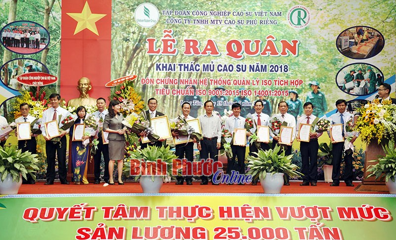 Năm 2018, cao su Phú Riềng phấn đấu doanh thu trên 1.514 tỷ đồng