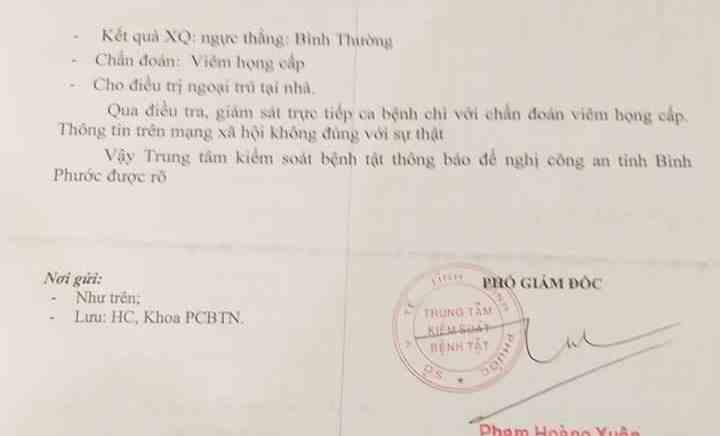 Bác thông tin bệnh nhân bị nhiễm Corona ở Bình Phước Bác thông tin bệnh nhân bị nhiễm Corona ở Bình Phước