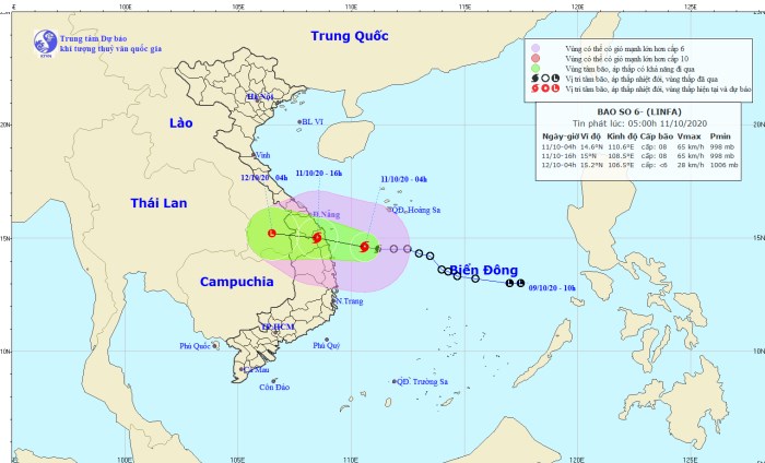 Áp thấp nhiệt đới mạnh lên thành cơn bão số 6 năm 2020 Áp thấp nhiệt đới mạnh lên thành cơn bão số 6 năm 2020