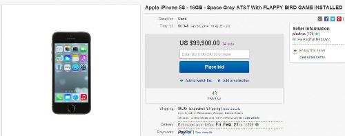 Đấu giá iPhone có cài sẵn Flappy Bird với giá khủng Đấu giá iPhone có cài sẵn Flappy Bird với giá khủng