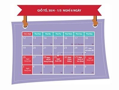 Lịch nghỉ lễ 30-4, 1-5 và Giỗ tổ Hùng Vương 2015 Lịch nghỉ lễ 30-4, 1-5 và Giỗ tổ Hùng Vương 2015