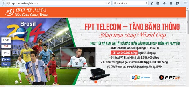 FPT Telecom tố 2 website mạo danh để móc túi người tiêu dùng FPT Telecom tố 2 website mạo danh để móc túi người tiêu dùng