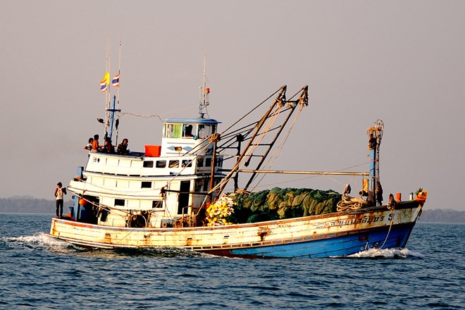 Bắt giữ ba tàu cá Thái Lan đánh bắt trái phép ở vùng biển Cà Mau