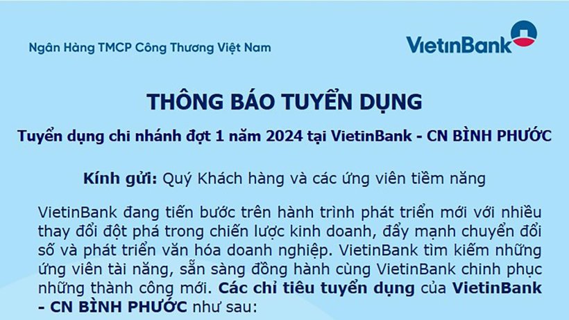 Thông báo tuyển dụng