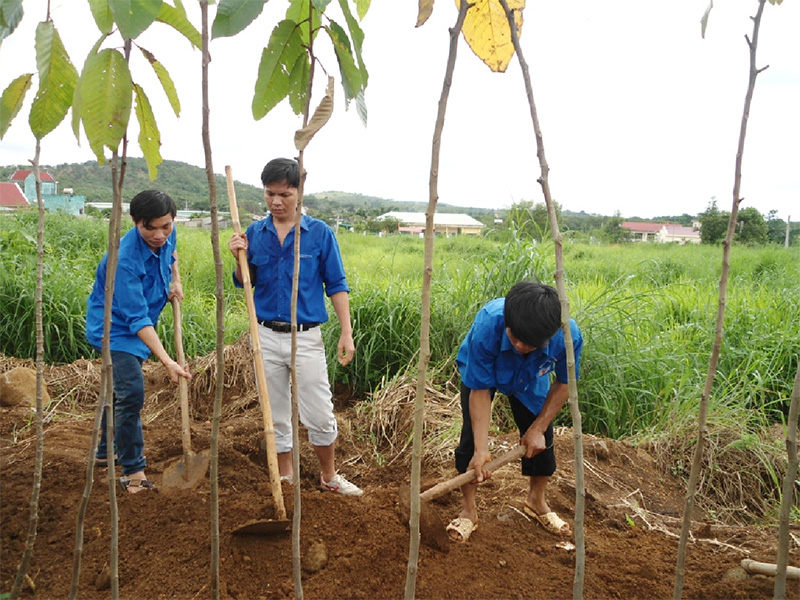 Đoàn thanh niên Báo Bình Phước về nguồn sóc Bom Bo