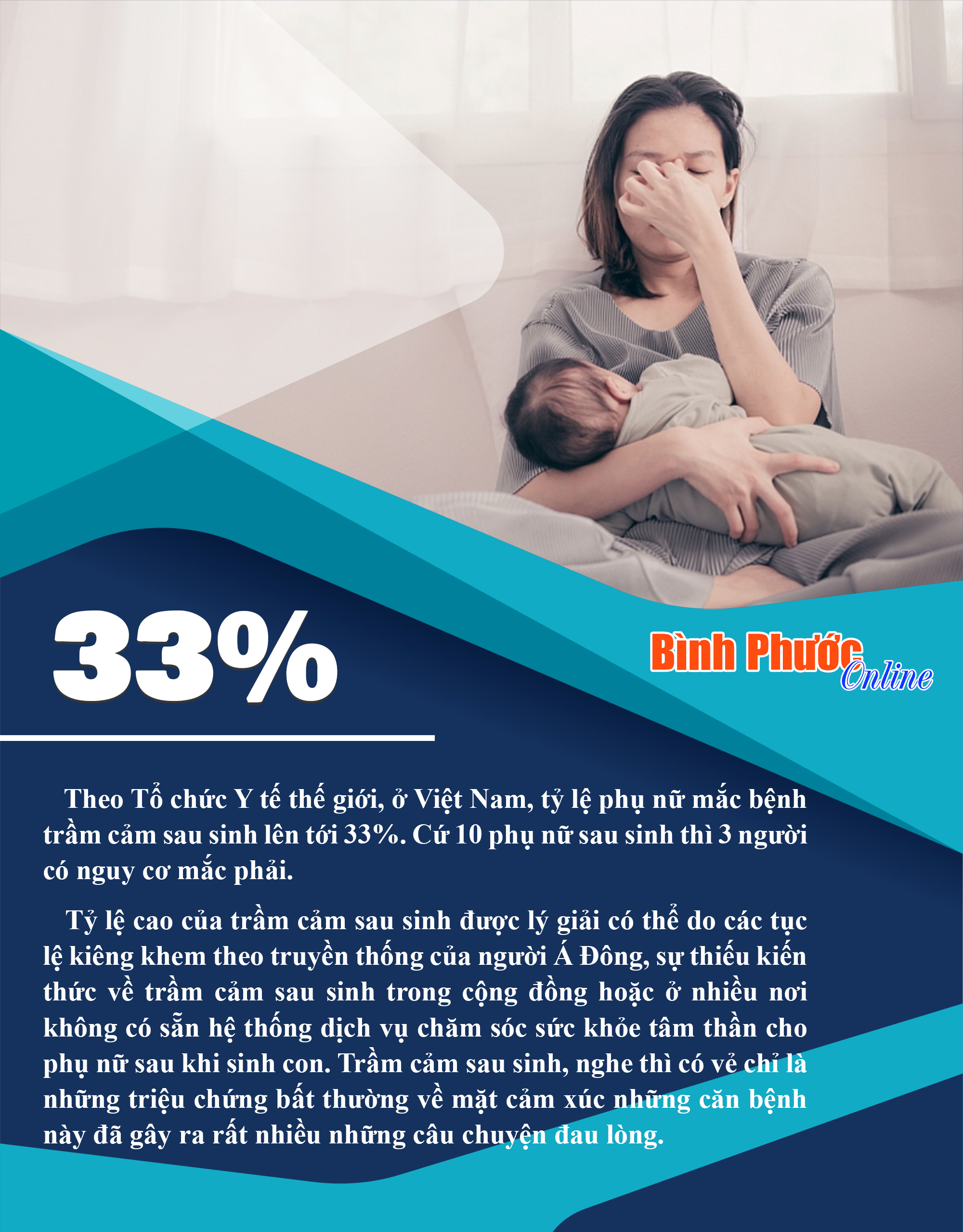 Tỷ lệ mắc trầm cảm sau sinh ở Việt Nam lên tới 33%