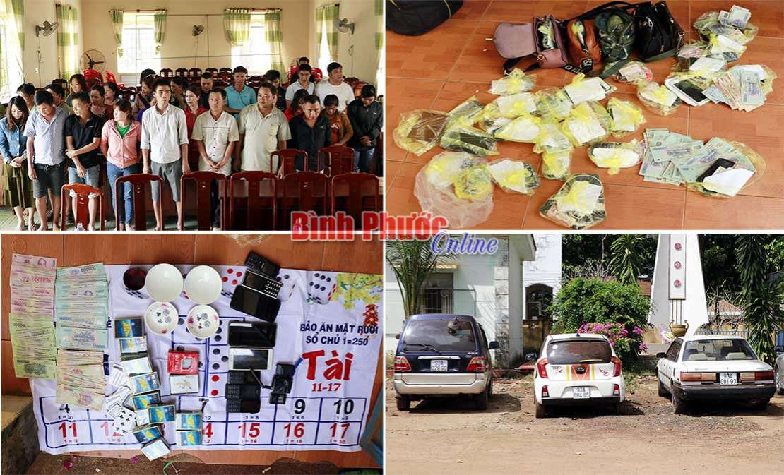 Triệt phá một sới bạc lớn trong lô cao su ở Phú Riềng Triệt phá một sới bạc lớn trong lô cao su ở Phú Riềng