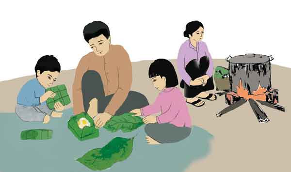 Về ăn bánh chưng bố gói