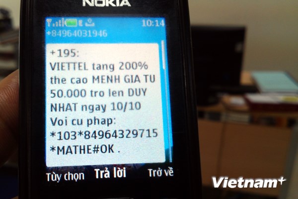 Bùng phát nạn lừa đảo thẻ nạp điện thoại qua trang web, tin nhắn