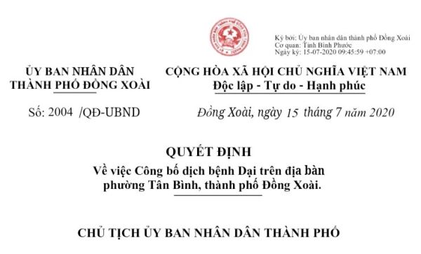 Công bố dịch bệnh dại trên địa bàn phường Tân Bình